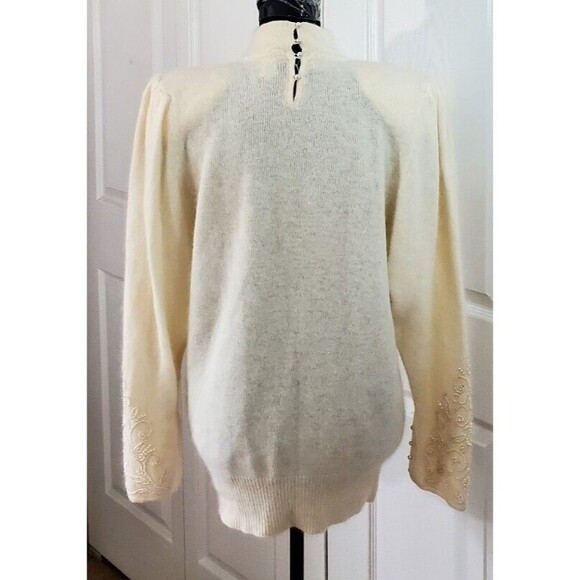 VTG SSG by Catharine Lover Ivory Lambswool Angora Sweater M Lace Beaded EUC - Picture 5 of 9